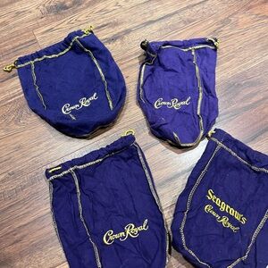 Vintage Crown Royal Whisky Bottle Bags x4